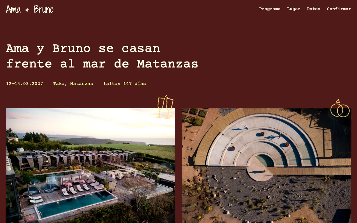 Portada del sitio de Ama y Bruno